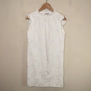 Nanette Lepore White Floral Embroidered Dress Ruffled